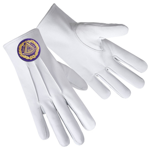 Guantes de Algodón Blanco para Masonería con Diseño de Escuadra y Compás Azules - Precio Accesible - Guantes de Regalia Masónica - Product Image 2