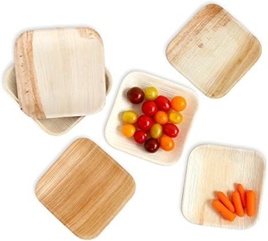 Assiettes à dessert compostables, 6 pouces, forme carrée, en feuille de palmier, pour servir des en-cas et des desserts de manière écologique, lot de 25. - Product Image 1