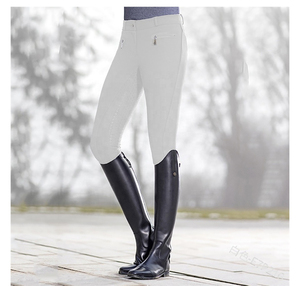 Pantalones de equitación para mujer, cintura alta, con cremallera, ajuste ceñido, transpirables, perforados, agarre completo en el asiento, lavables a máquina, poliéster - Product Image 2