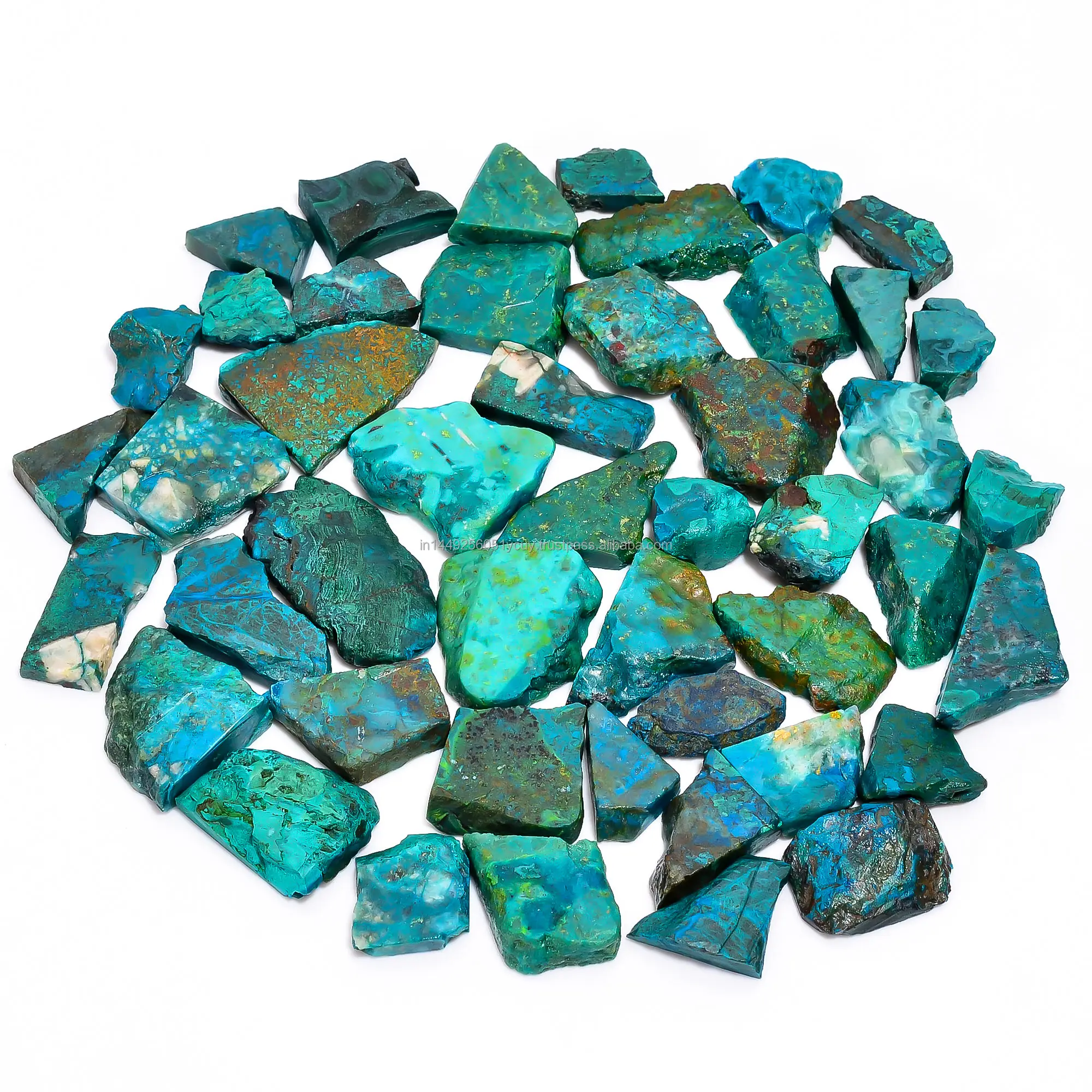 Lotto all'ingrosso di pietre preziose minerali naturali sciolte fette di crisocolla grezze e pezzi in colori vivaci