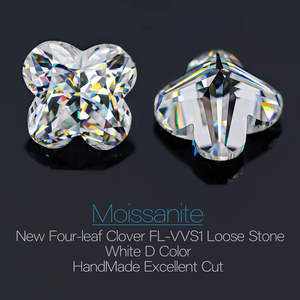 พลอยสังเคราะห์ทรงใบโคลเวอร์สี่แฉก สีขาว D คุณภาพสูง สำหรับทำเครื่องประดับ - Product Image 6