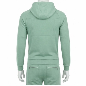 Survêtement zippé pour homme en coton 100% uni, finition lisse, taille parfaite, coupe moderne, décontracté pour l'hiver - Product Image 3