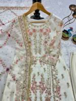 Ensemble Salwar en coton brodé blanc avec dupatta, tenue traditionnelle indienne et pakistanaise pour mariage, longueur cheville, coupe classique pour femme