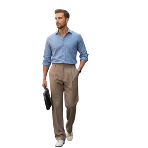 Pantalon coréen décontracté à jambes larges pour homme, coupe décontractée, design structuré moderne pour un usage professionnel - Product Image 1