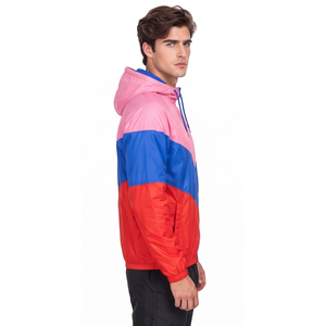 Outerwear Hiking <b>Camping</b> Color Blocking Zipper Hoodie Lightweight Hooded <b>Windbreaker</b> Jacket Men Waterproof Zipper Rain Hoodies - Product Image 3