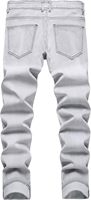Jean en denim déchiré pour homme, coupe droite, respirant, de haute qualité, bleu clair, extensible, jambe fuselée, décontracté et robuste