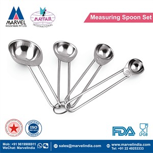 Stainless Steel Set of 4 <b>Measuring</b> Cups & 4 <b>Spoons</b> with Engraved Marks 250ml Capacity Eco-Friendly Dishwasher Safe Kitchen Tools - Product Image 2