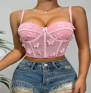 Soutien-gorge Corset Crop Top Push-up Sans Coutures Respirant à Motifs Floraux Tendance pour Femmes Grandes Tailles Amoureuses de la Mode Sexy - Product Image 3