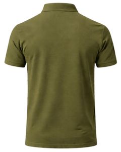 เสื้อโปโลผู้ชายสีเขียวมะกอกแบบคลาสสิก แขนสั้น สวมใส่สบายสำหรับฤดูร้อน รับผลิตตามสั่ง พร้อมปักโลโก้  ผู้ผลิต OEM จำหน่ายส่ง - Product Image 2