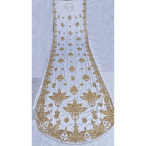Tissu de robe somalienne en satin de soie entièrement perlé, fabriqué en Inde, pour mariage - Product Image 3