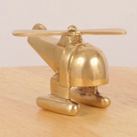 Figurine miniature d'hélicoptère en laiton massif antique, artisanale, modèle d'avion vintage en métal de luxe, sculpture, décoration de table
