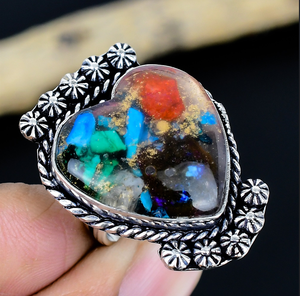 Handmade Gemstone <b>Adjustable</b> <b>Ring</b>: Vintage Jewelry - Product Image 1