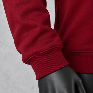 Sudadera de Cuello Redondo para Hombre, Color Rojo Sólido, Manga Larga, Tejido de Punto, Cuello Redondo, para Otoño - Product Image 5