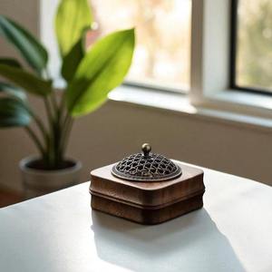 Custom Wooden Incense Censer Holder With Intricate Cutout Pattern And Metal Insert For Aromatherapy Yoga And Spiritual Use - Product Image 6