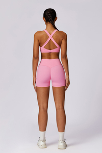 Sujetador Deportivo Rosa para Mujer, Estilo Racerback, Sin Varillas, Sin Costuras, Transpirable, de Spandex y Poliéster, para Todas las Temporadas - Product Image 6