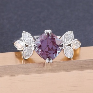 High Quality 925 Sterling Silver Purple Moissanite <b>Rings</b> VVS Moissanite Diamond <b>Ring</b> for <b>Men</b> Women High Quality Jewelry - Product Image 1