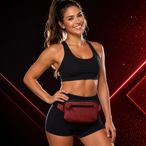 civic Sports Custom Logo <b>Large</b> Glitter Corduroy Fanny Pack Puffer Waist Bag Adjustable Straps Zipper Closure <b>Pillow</b> Shape - Product Image 1