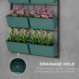 Fioriera a 3 livelli per parete verde con 6 vasi per erbe aromatiche e supporto per piante sospese con drenaggio per fiori e verdure in sistemi idroponici - Product Image 6