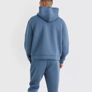 Sudadera con Capucha Azul para Hombre, con Cierre de Cremallera, Logotipo Estampado en la Parte Delantera, Corte Holgado, Tejido de Punto, 100% Algodón, Impresión Digital, Otoño - Product Image 2