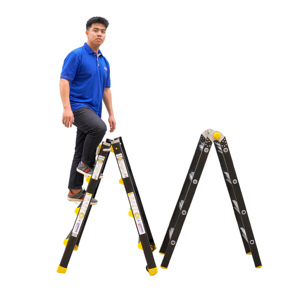 NIKAWA Aluminum Alloy Folding <b>Ladder</b> Multi-Position Manual Lock Industrial Modern 150kg Load Capacity - Product Image 2