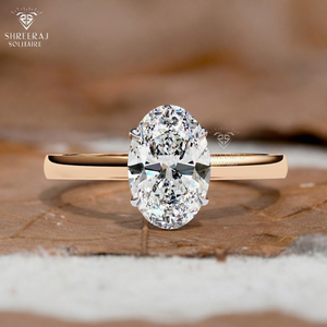 Anillos de Compromiso y Boda con Diamantes Cultivados en Laboratorio de Corte Ovalado, 1-2 Quilates, Claridad EF VVS2, Oro Sólido de 14K/18K, Anillo de Oro Rosa de 4 Puntas - Product Image 1