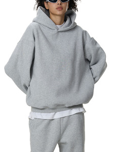Sudadera con Capucha Gris Extra Grande Unisex, 100% Algodón Felpa, Antiencogimiento, 160g, Manga Larga, Corte Regular, con Bolsillo, Ropa Casual de Invierno - Product Image 4