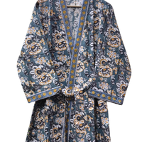 Peignoir en coton gaufré de haute qualité, imprimé pigmentaire, écologique, antimicrobien, séchage rapide, motif floral de luxe