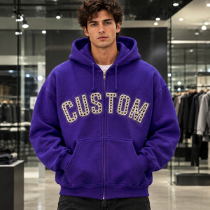 Sudadera con capucha premium para hombre con cremallera completa, diseño personalizado, forro polar grueso, ropa urbana, fabricante mayorista, proveedor de ropa OEM, fabricante OEM - Product Image 2