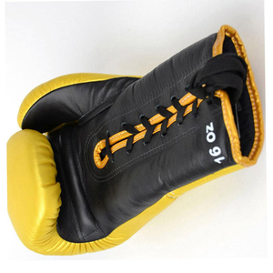Gants de boxe jaunes en PU à lacets, respirants, pour adultes, 12 OZ, personnalisables, équipement d'entraînement professionnel OEM pour la lutte. - Product Image 6