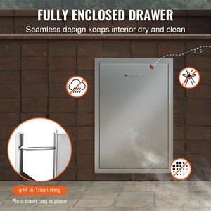 Cassetto per Rifiuti da Esterno in Acciaio Inox 19.7W X 26.5H Pollici con Anello Porta Sacchetti per Isola BBQ e Griglia - Product Image 6