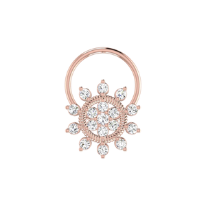 AJRETAIL 0.11 Carat Natural Diamond <b>Nose</b> Pin 14K <b>Gold</b> Ethnic Flower Design Brilliant HI Color VS-SI Clarity - Product Image 3
