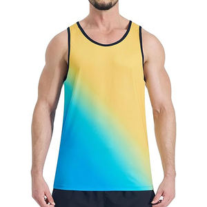 men fitness sleeveless <b>vest</b> cotton spandex gym workout <b>muscle</b> breathable stretch tank top - Product Image 1