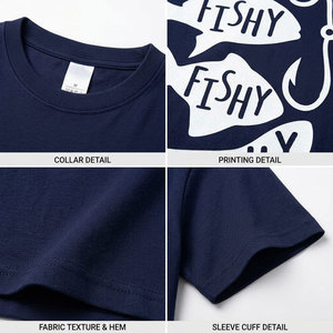 Camiseta de pesca Here Fishy Fishy, jersey unisex de algodón azul marino con estampado, top informal para adultos - Product Image 6