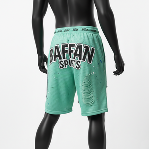 <b>Men</b> Premium Polyester Mesh <b>Shorts</b> 160 GSM Breathable Mint Color <b>Patch</b> Panel Screen Print Custom Logo Workout Mesh <b>men's</b> <b>shorts</b> - Product Image 5