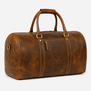 High Quality Leather Duffle <b>Bag</b> Men Business Travel Weekend Gym <b>Overnight</b> Luggage <b>Bag</b> - Product Image 2