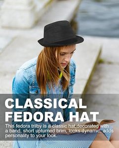 Unisex Fedora Hat Beige Wool Wide Brim <b>Black</b> <b>Ribbon</b> Band Casual Spring Autumn Adult 56-58CM - Product Image 5