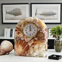MPLVN DHB01 Horloge de bureau mécanique à aiguilles carrées en coquille naturelle, style Art Déco, vintage, pour bureau, fabriquée au Vietnam, Fête du Poisson d'avril