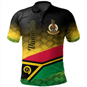Men's Black Short Sleeve Polo <b>Shirt</b> With Vanuatu Flag Pattern Sublimation Print Regular Fit Casual Design <b>100</b>% <b>Polyester</b> - Product Image 3