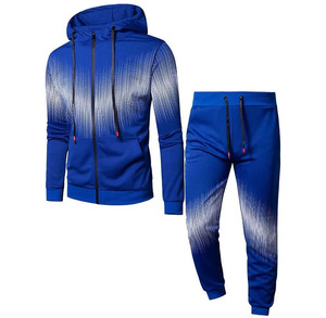 Ensemble de survêtement bleu personnalisé pour homme avec veste à fermeture éclair intégrale et pantalon de jogging – Fabricant de vêtements de sport athlétiques au Pakistan - Product Image 1