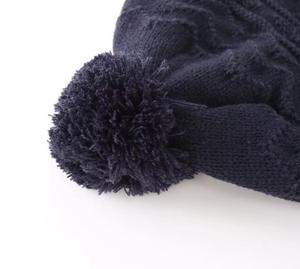 Chapeau d'hiver élégant unisexe en acrylique jacquard tricoté à la main, respirant, imperméable, avec cache-oreilles, bleu uni, pour enfants, pour l'extérieur - Product Image 2
