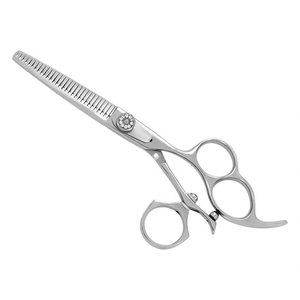 Ciseaux de coiffure professionnels de qualité supérieure, couleur argent, trois doigts, en acier inoxydable VG10, tranchants, ajustables - Product Image 1
