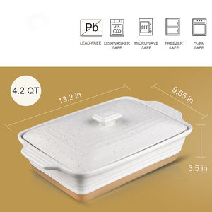 Plat à four rectangulaire extra large en verre/céramique de qualité professionnelle, résistant au four et au lave-vaisselle, empilable - Product Image 6