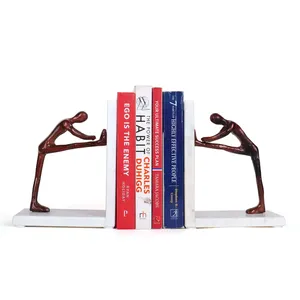 Exclusive Marble Bookend Set with Abstract Human Figure Sculpture Decorative <b>Book</b> Holder for Home Office <b>Library</b> Shelf - Product Image 1