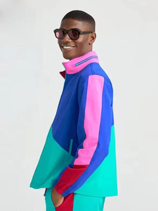 Ensemble coupe-vent court pour homme en nylon, couleur contrastante - Product Image 3