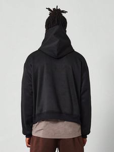 Sweat à capuche unisexe 500 GSM 100 % coton à épaules tombantes pour homme, logo en relief personnalisable, pull épais avec doublure polaire pour l'hiver, couleur unie, USA - Product Image 5
