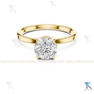 Anillo de compromiso solitario con diamante cultivado en laboratorio, corte redondo, E VVS2, certificado IGI, en oro macizo con engaste de corona, estilo filigrana vintage. - Product Image 5