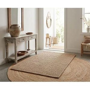 Alfombra Tejida a Mano de Yute Natural, Alfombra de Lana Beige Natural con Tejido Tipo Palomitas de Maíz, Alfombra Moderna para Sala de Estar, Tamaño Personalizado OEM - Product Image 2