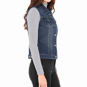 Chaleco Vaquero de Moda para Mujer, Elegante, con Cierre de Botones, Resistente al Viento, Ecológico, Transpirable, Informal, para Exteriores - Product Image 3