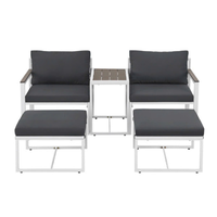 Ensemble de mobilier de patio pliable moderne PHU LINH, expédition immédiate, gris, couleurs personnalisées, structure en acier Bari, Vietnam, durable, pour jardin