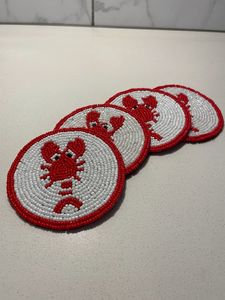 Premium Glass <b>Beaded</b> <b>Coaster</b> Set Handmade Tea Coffee Cup Mats for Table Protection At Best Price - Product Image 2